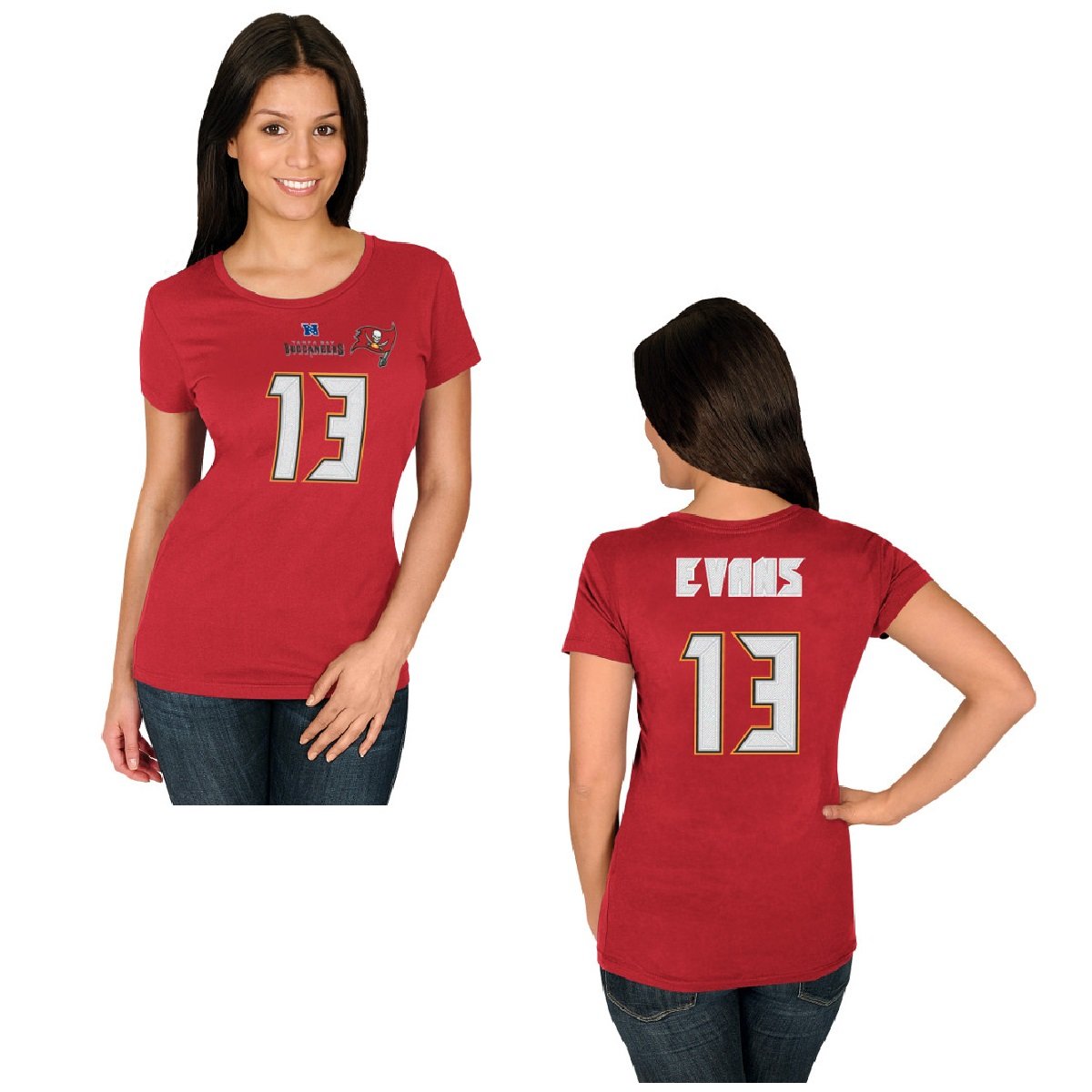Majestic Athletic NFL Football Tampa Bay Buccaneers Mike Evans #13 Women's T-Shirt Jersey