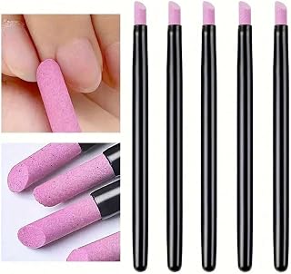 5Pcs Manicure Quartz & Ceramic Carving Polishing Pen Set,45 Degree Dead Skin & Cuticle Remover Nail Cuticle(Black)