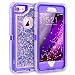 iPhone 8 Case, iPhone 7 Case, iPhone 6 Case, Dexnor Glitter 3D Bling Sparkle Flowing Liquid Case for Girls 3 in 1 TPU Silicone + PC Protective Shockproof Defender Cover for iPhone 8/7/6s/6 - Purple