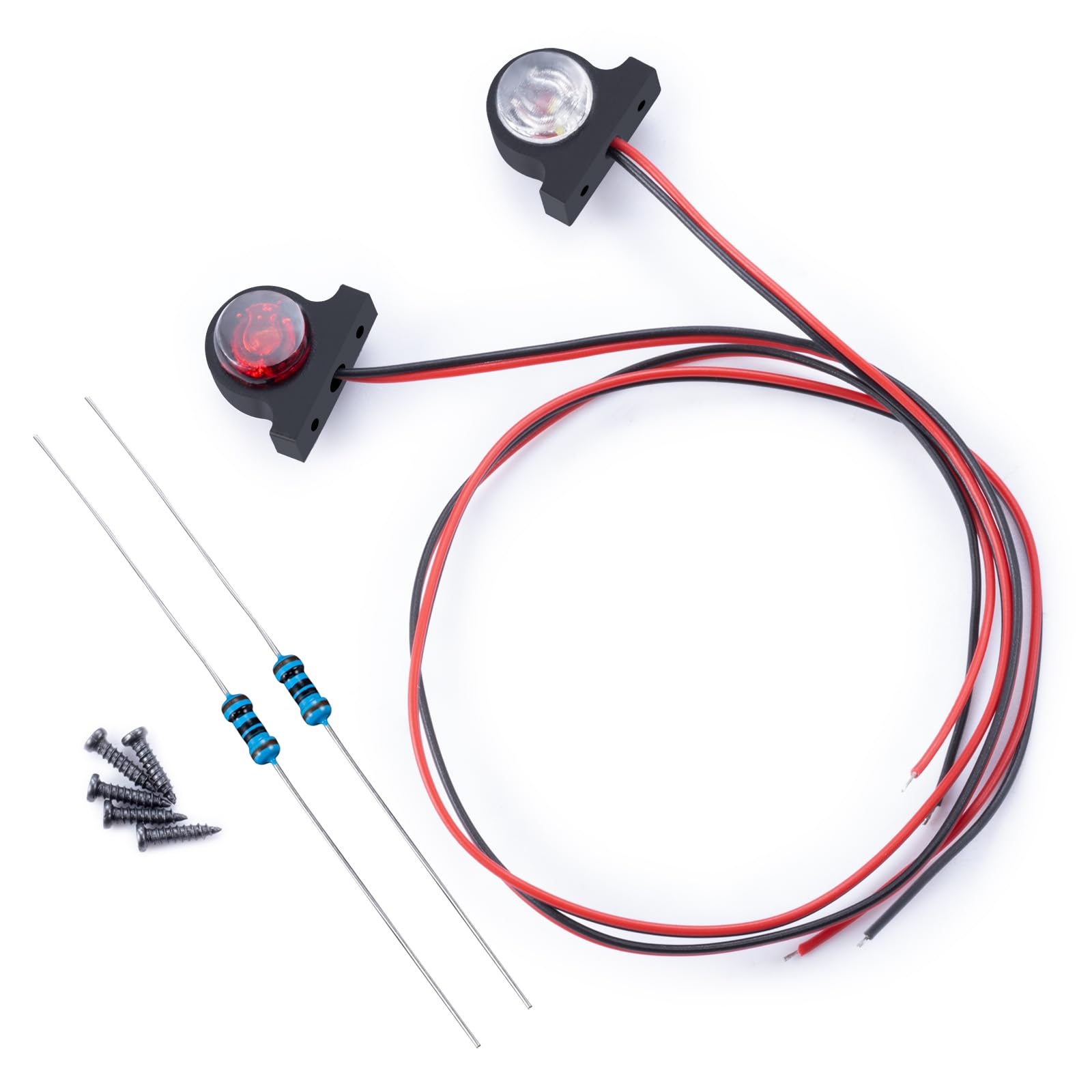 AXspeed 2pcs LED Indicator Light RC DIY Accessories for 1:14 Tamiya Tractor RC Truck (White & Red)