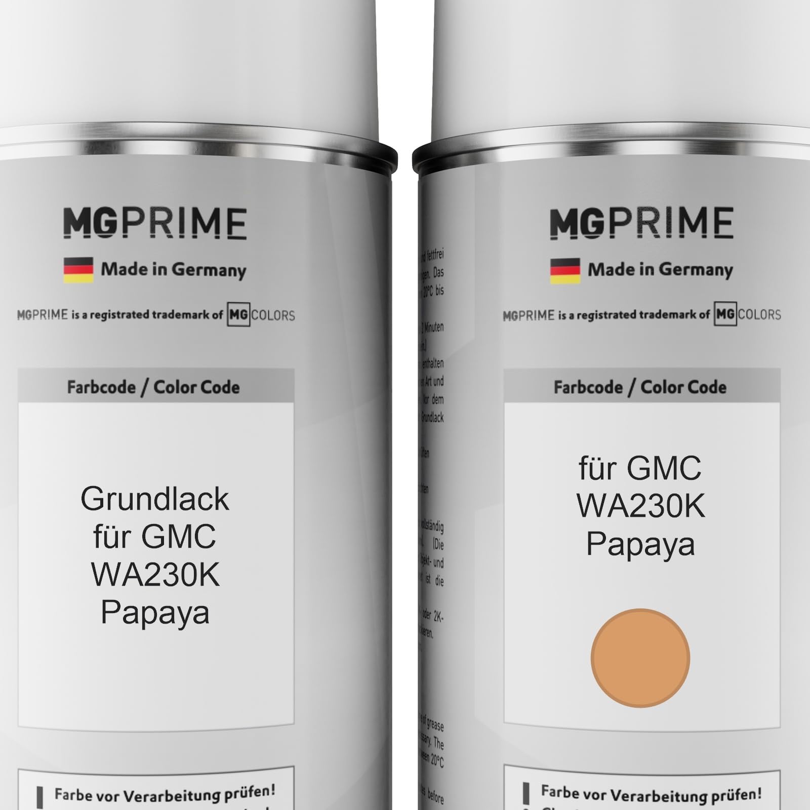 MG PRIME Vernice per auto Bombolette per GMC WA230K Papaya + trasparente 2K | Kit vernice di fondo + base + trasparente 2K, bombolette spray 400ml