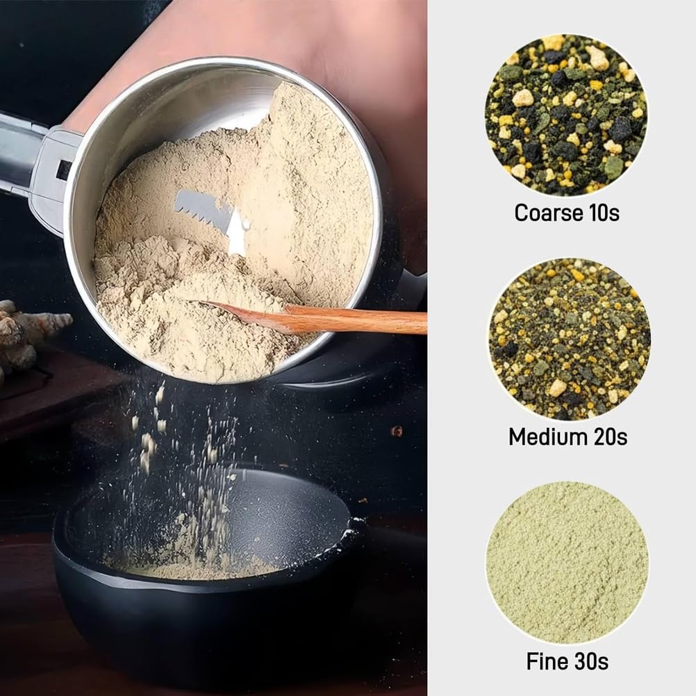 Machine À Écraser Multifonction, Moulin À Grains Électrique avec Couteau Et Brosse en Acier 6 Lames, Vitesse Réglable De 35 000 TR/Min Et Capacité De 50 À 400 G, pour Assaisonner Les Grains Café