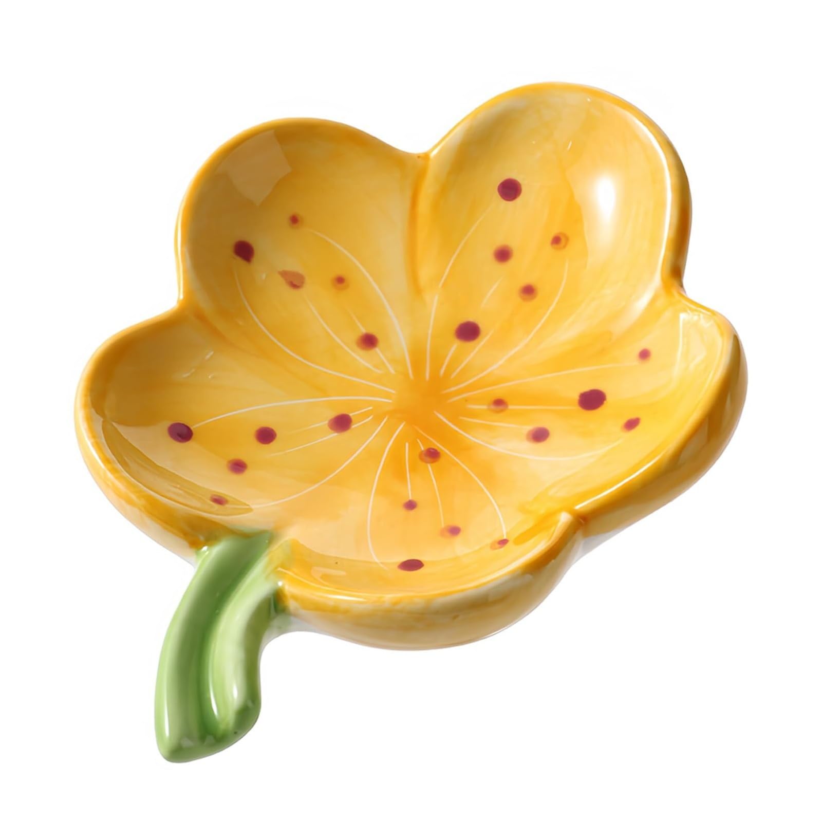 Qyleee Yellow Holder For Shower Porcelain Soap Saver Tray Water Outlet Design Dishes Stand For Kitchen(Yellow)
