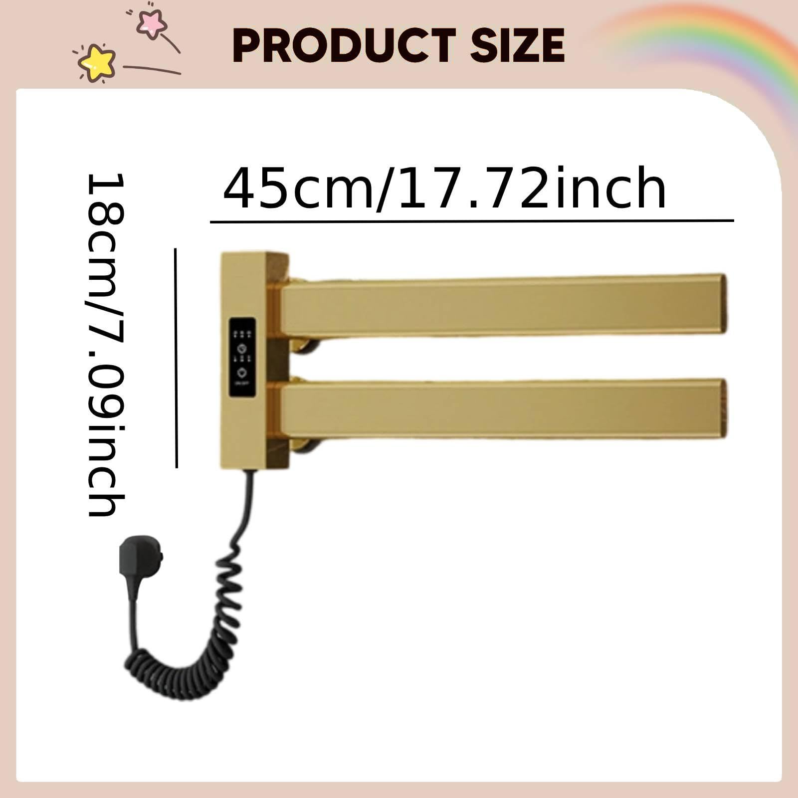 Qianly Scaldasalviette Elettrico, Design Moderno, Riscaldatore E Asciugatore Intelligenti, Struttura in Alluminio Impermeabile, Riscaldamento Costante, Oro
