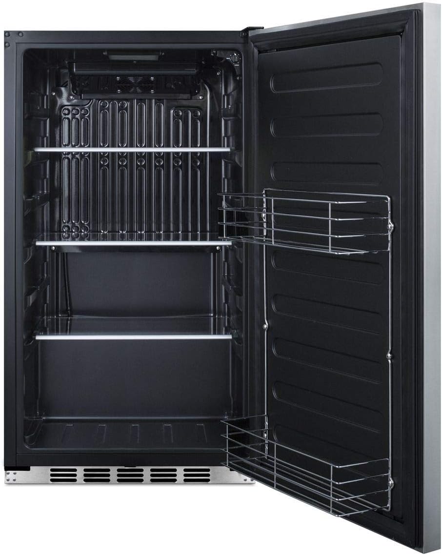Summit Appliance FF195H34 Commercially Approved ENERGY STAR Certified All-Refrigerator for Built-in or Freestanding Use with Auto Defrost, Stainless Steel Door, Lock and Black Cabinet