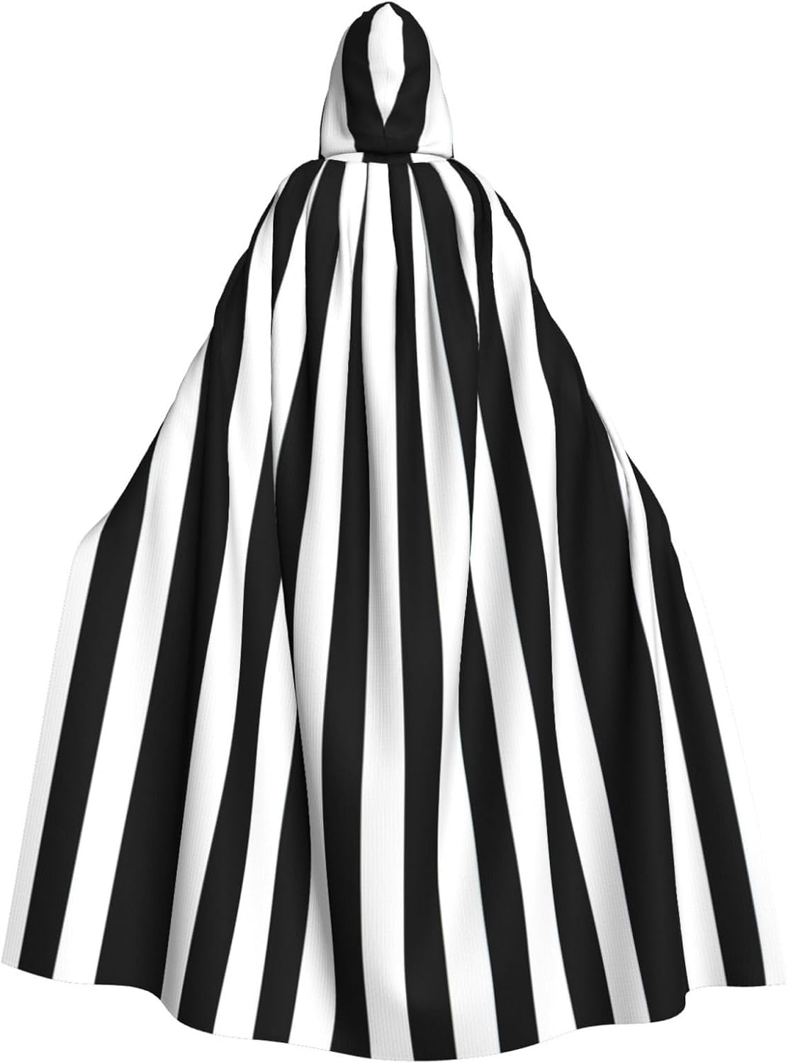 SSIMOO Black and-White Stripes Enchanting Adult Hooded Cape for Halloween and Party Costumes-Fashionable Women's Robes,Capes