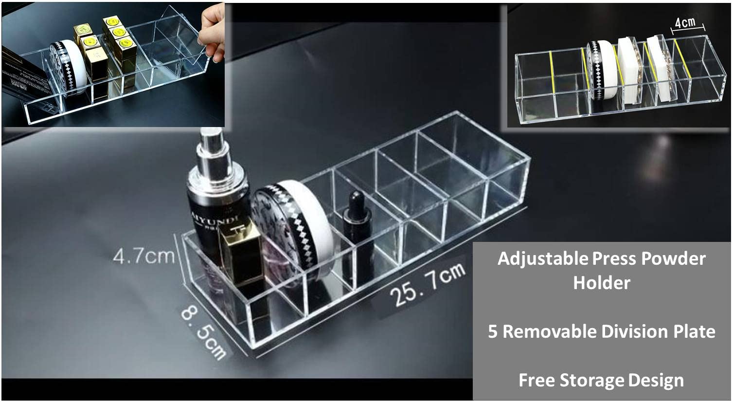 Acryl Make-up Organizer – 6 Fächer, Transparent, 25,4 X 8,6 X 4,8 Cm