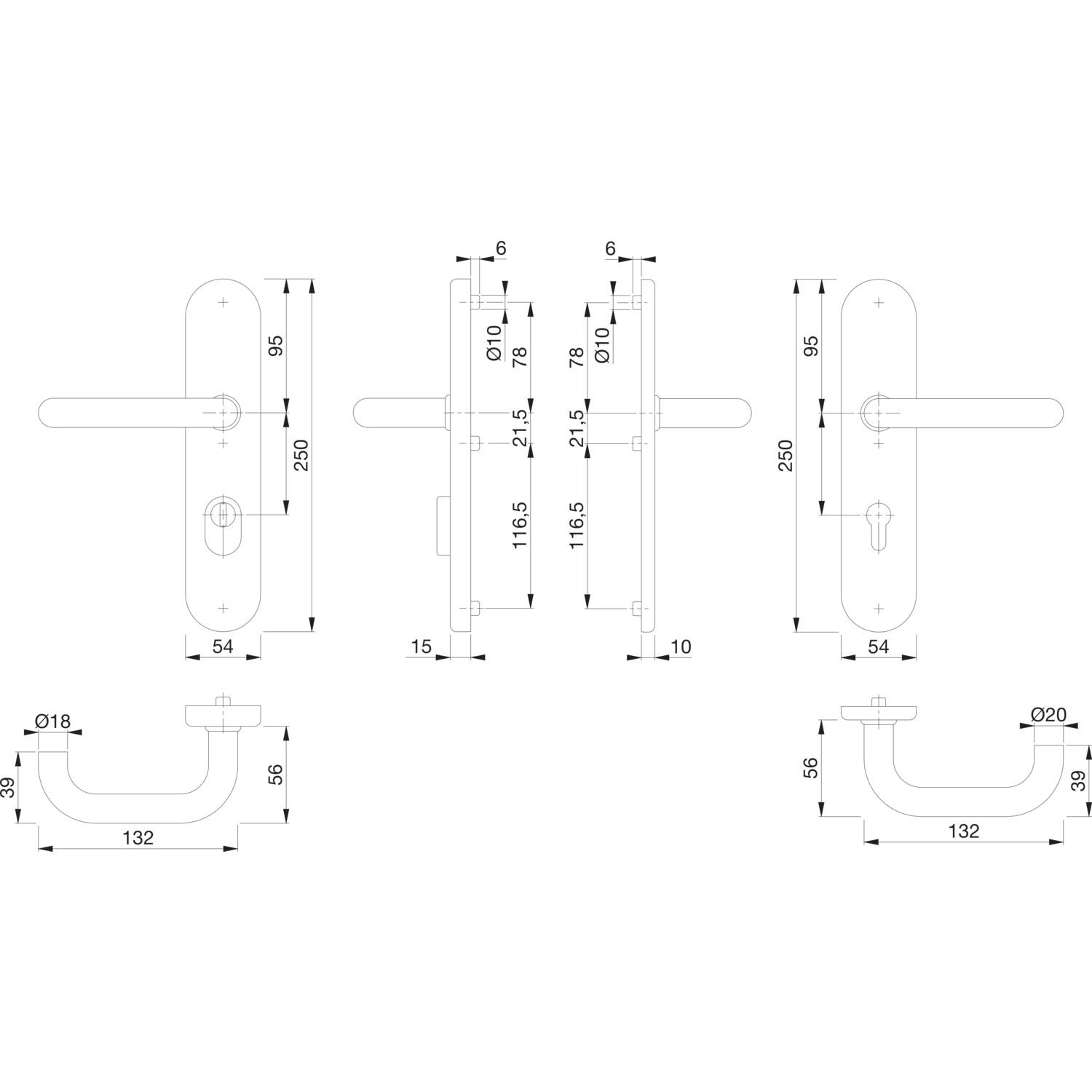 Hoppe House Door Entrance Paris ö Standard Spacing 88 Mm Matt Stainless - View #8
