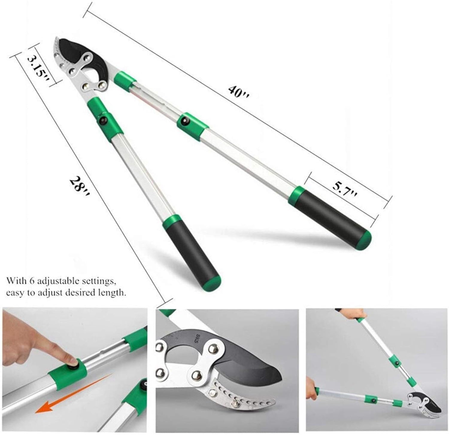 Hetkrishi Garden Pruning ShearsHandheld Extendable Garden Shears 69-102cm Telescopic Pruning Lopper Anvil Razor-Edge Aluminium Garden Hedge Tree Lopper Chops Thick Branches with Ease - Image 4 thumbnail