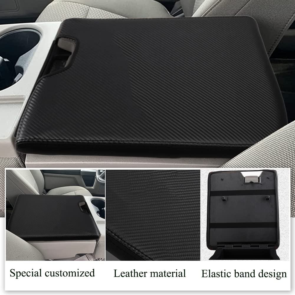 Soillar Black Microfiber Leather Armrest Cover – For 2015-2019 Ford F-150 Center Console Lid - View #5