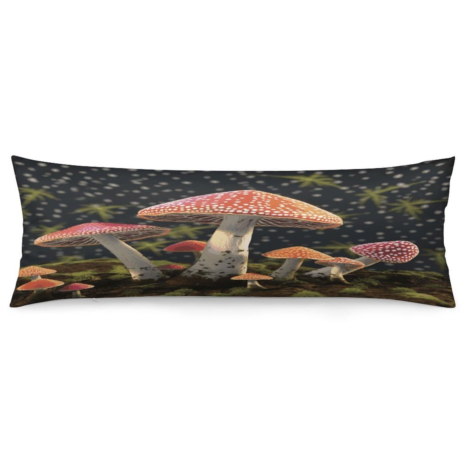 Mushroom Pillow Cover with Zipper Pillow Case Super Soft and Cozy Body Pillowcase 19 X 53 Inches Luxury Long Pillowcase for Couch Sofa Chair Bed Home Decor Pillows Cover