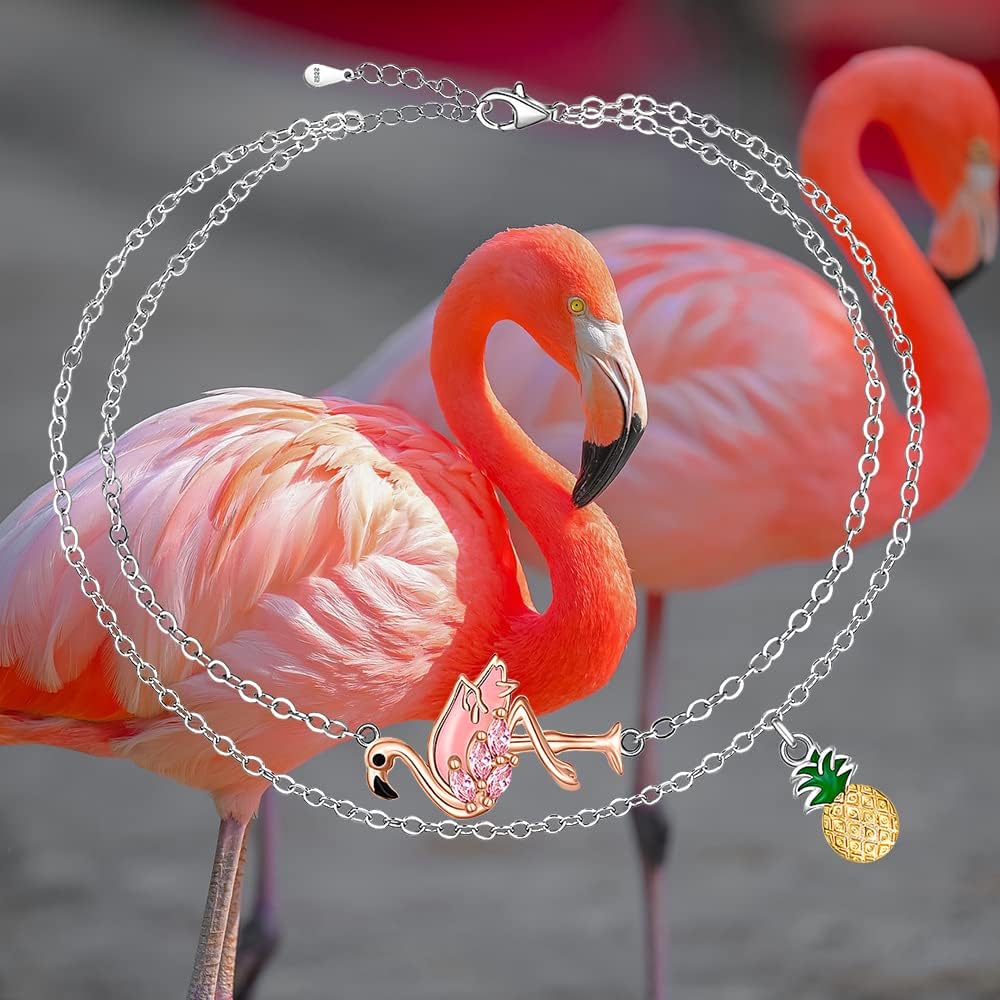 Flamingo Anklet Pineapple Anklet Flamingo Gifts for Women Ankle Bracelets 925 Sterling Silver Jewelry Beach for Summer Mothers Day - Image 3