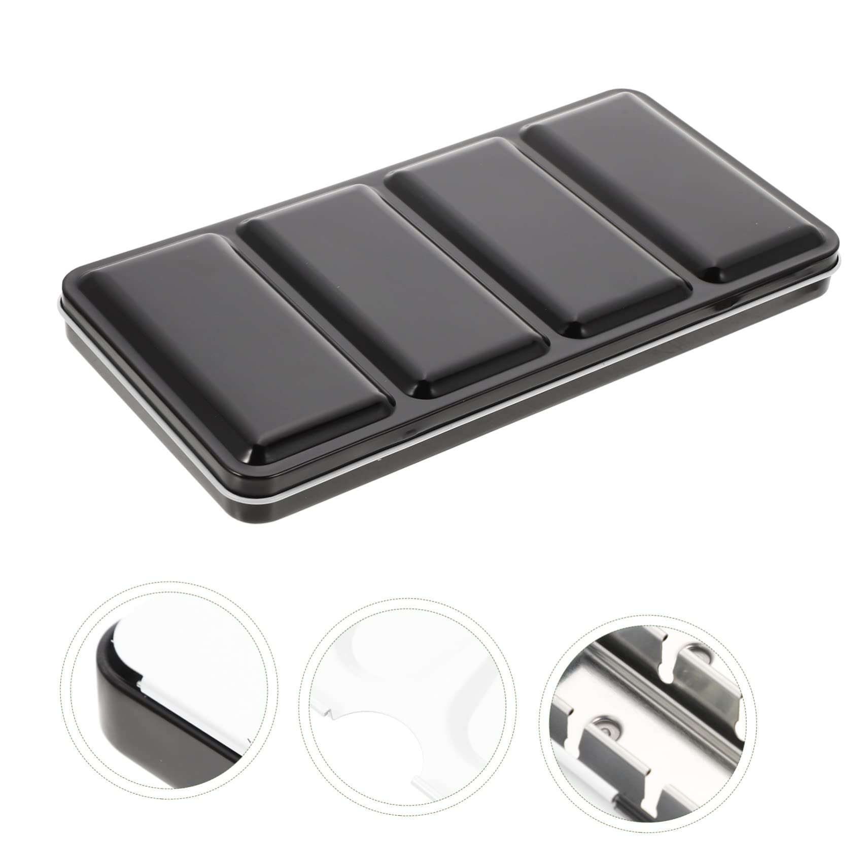 Caja Metálica Vacía para Acuarelas, Portátil y Reutilizable, Color Negro