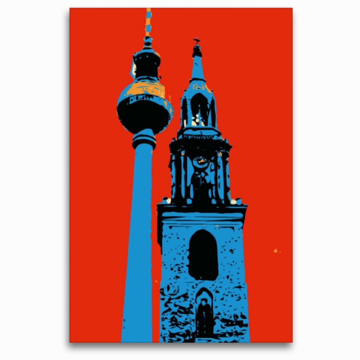 Premium Textil-Leinwand 80 x 120 cm Hoch-Format BERLIN POP-ART | Wandbild, HD-Bild auf Keilrahmen, Fertigbild auf hochwertigem Vlies, Leinwanddruck von Reinhard Sock
