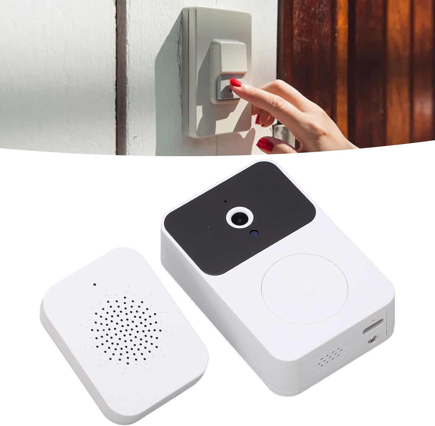 ASHATA Wireless Video Doorbell Camera installed at a door