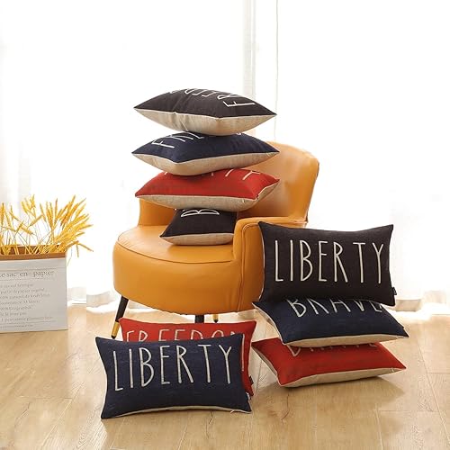 Miniatura 9 de TRENDIN PL872TR - Funda de almohada patriótica de 12 x 20 pulgadas, letrero americano, decoración del 4 de julio, decoración rústica del hogar,