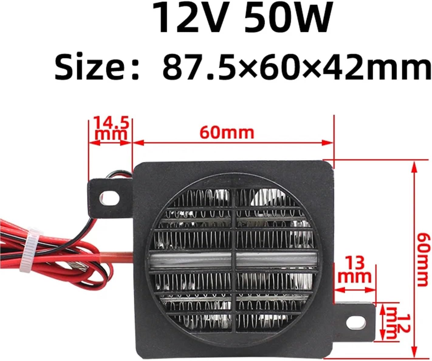12V 50W Insulated Heat Element Thermostat Heater Fan Heat Blower For Incubator Ceramic Thermistor