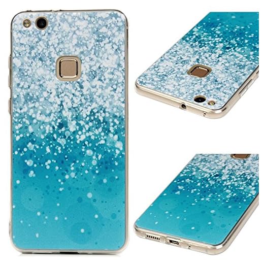 Fodral för Huawei P10 Lite, målad mobiltelefonfodral Case, Soft TPU skal skyddsfodral Mobiltelefonväska Anti-fall stötdämpning Cover i blått och vitt vattendroppar