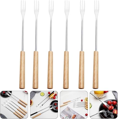 Miniatura 3 de STOBAZA 12 tenedores de fondue de acero inoxidable de 10.2 pulgadas, palitos de fondue de queso, utensilios de cocina, tenedores de alimentos con