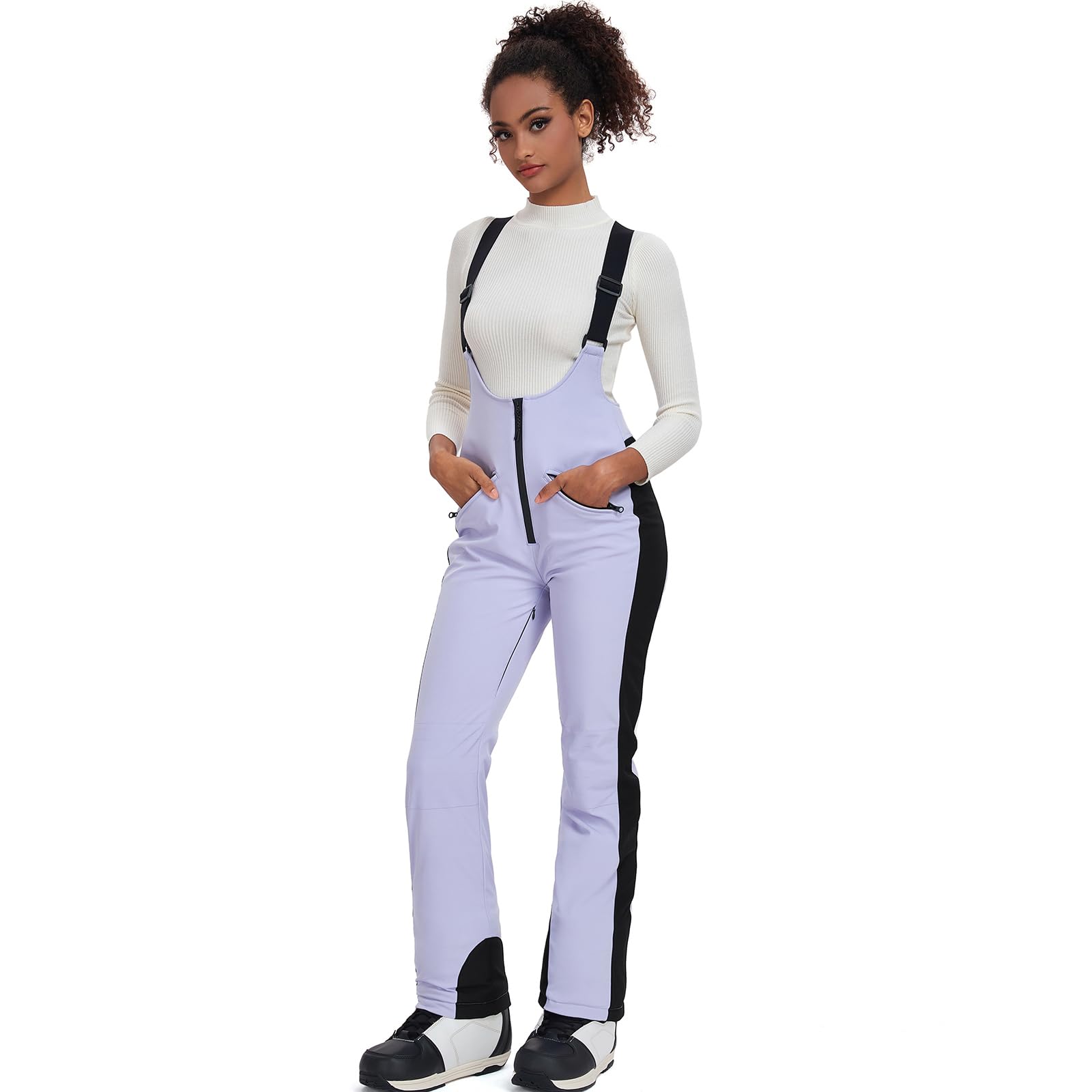 ALSOGO Pantaloni da sci da donna, isolati, impermeabili, antivento, invernali, per snowboard, per mantenere caldi e comodi