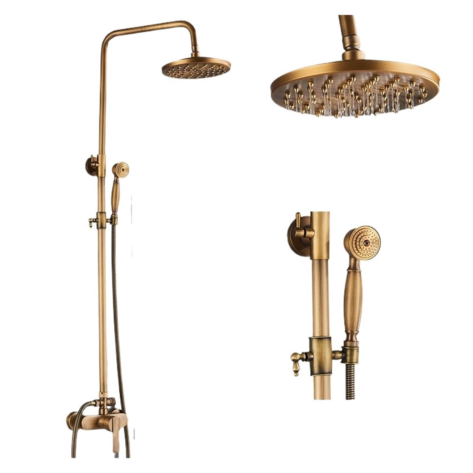 Douche effet pluie laiton antique : sublimez votre rituel avec un mitigeur mural