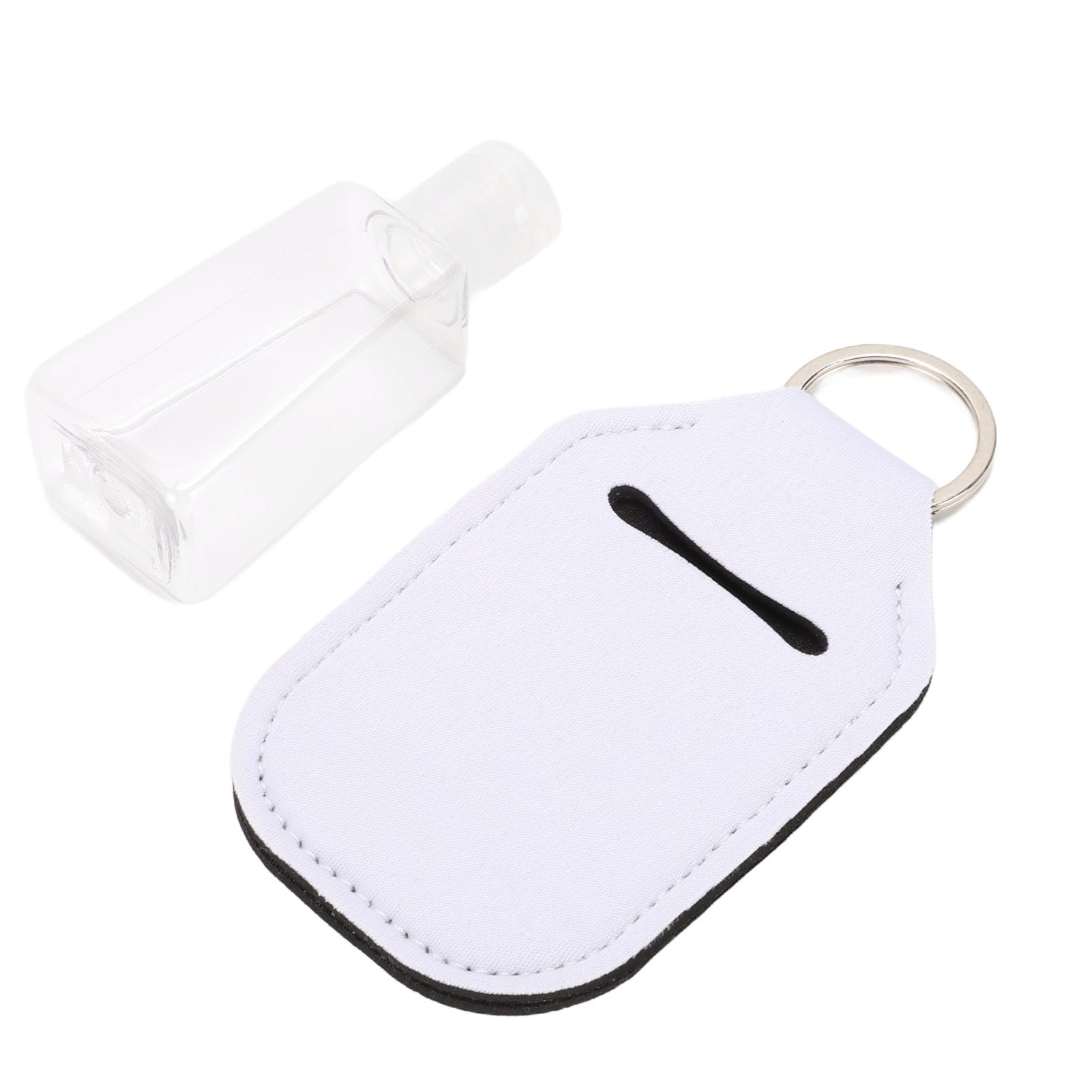 Juego de 50 Portabotellas de Viaje Vacías, Kit de Botella de Viaje Reutilizable de 30 Ml con Tapa Abatible y Ganchos para Llavero para Loción Desinfectante de Manos, Artíc (Blanco)