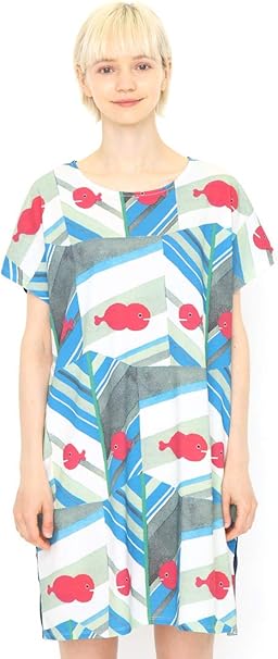 Amazon Co Jp グラニフ Graniph コラボレーション ワンピース きんぎょ が にげた ミラー 五味太郎 ネイビー レディース Lady F G112 服 ファッション小物