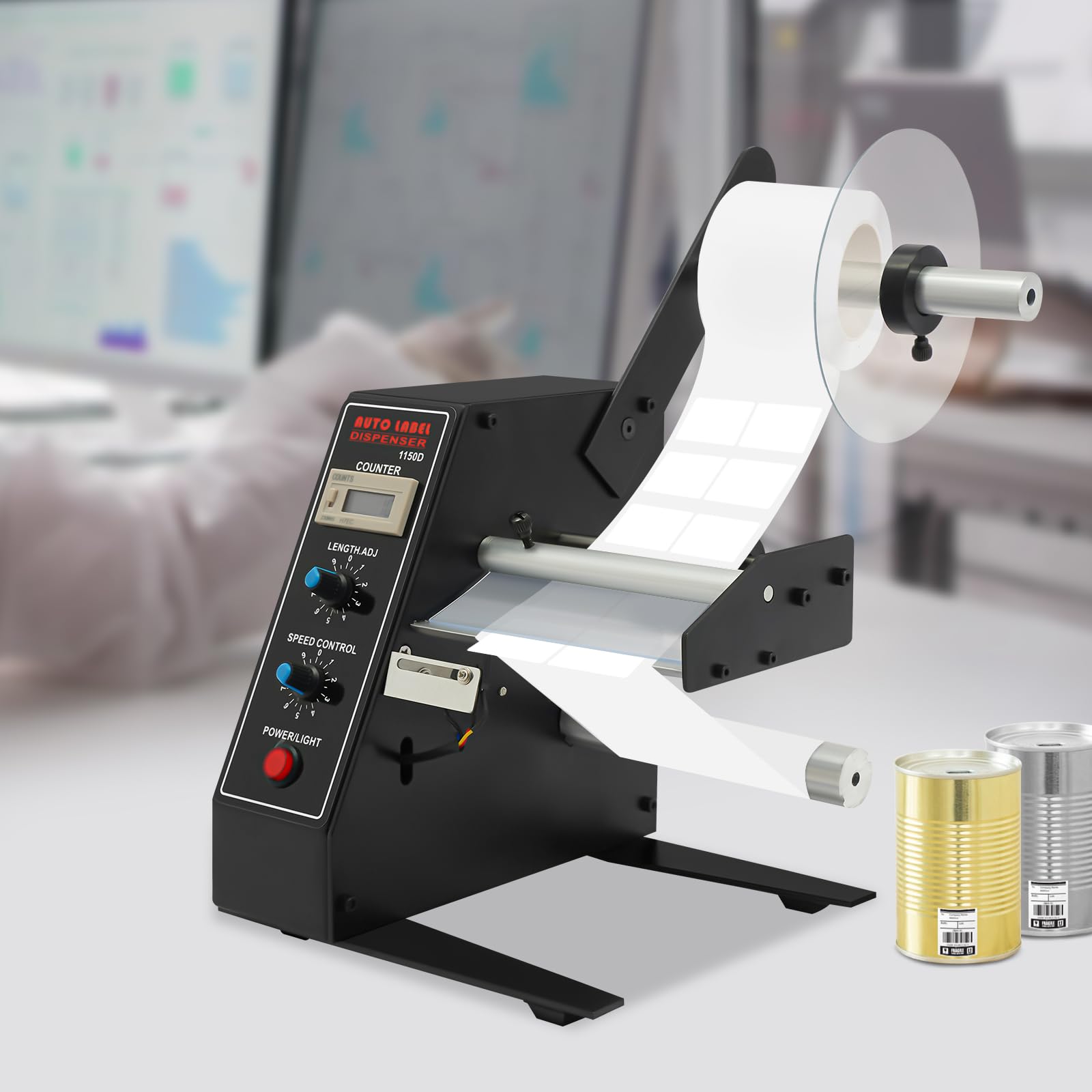 Distributore automatico di etichette con contatore, distributore di etichette regolabile velocità per etichette larghezza 5-140 mm, lunghezza 10-150 mm