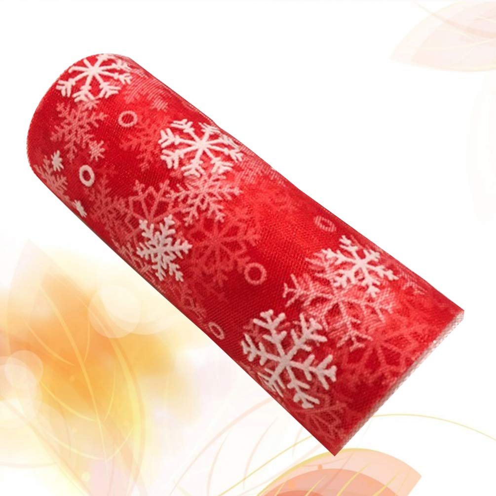 EXCEART Fiocchi di Neve Natalizi Rotoli di Tulle Poliestere Glitter Fiocco di Neve Garza Artigianale per Confezione Regalo Fai da Te Bomboniera Decorazione Natalizia (Rosso 15 Cm)