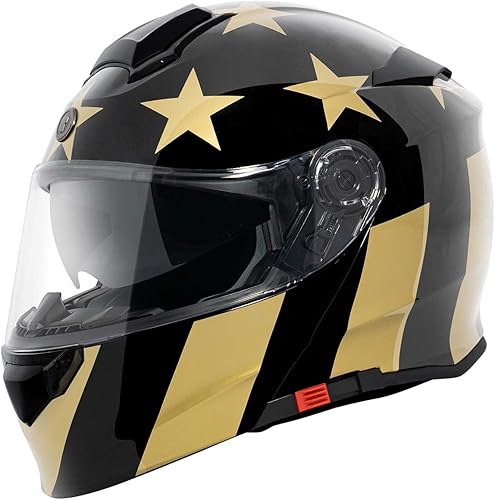 TORC T28 Casco de motocicleta de cara completa con gráfico de estrellas, aprobado por DOT y ECE 22.05 (estrella dorada, XXL)