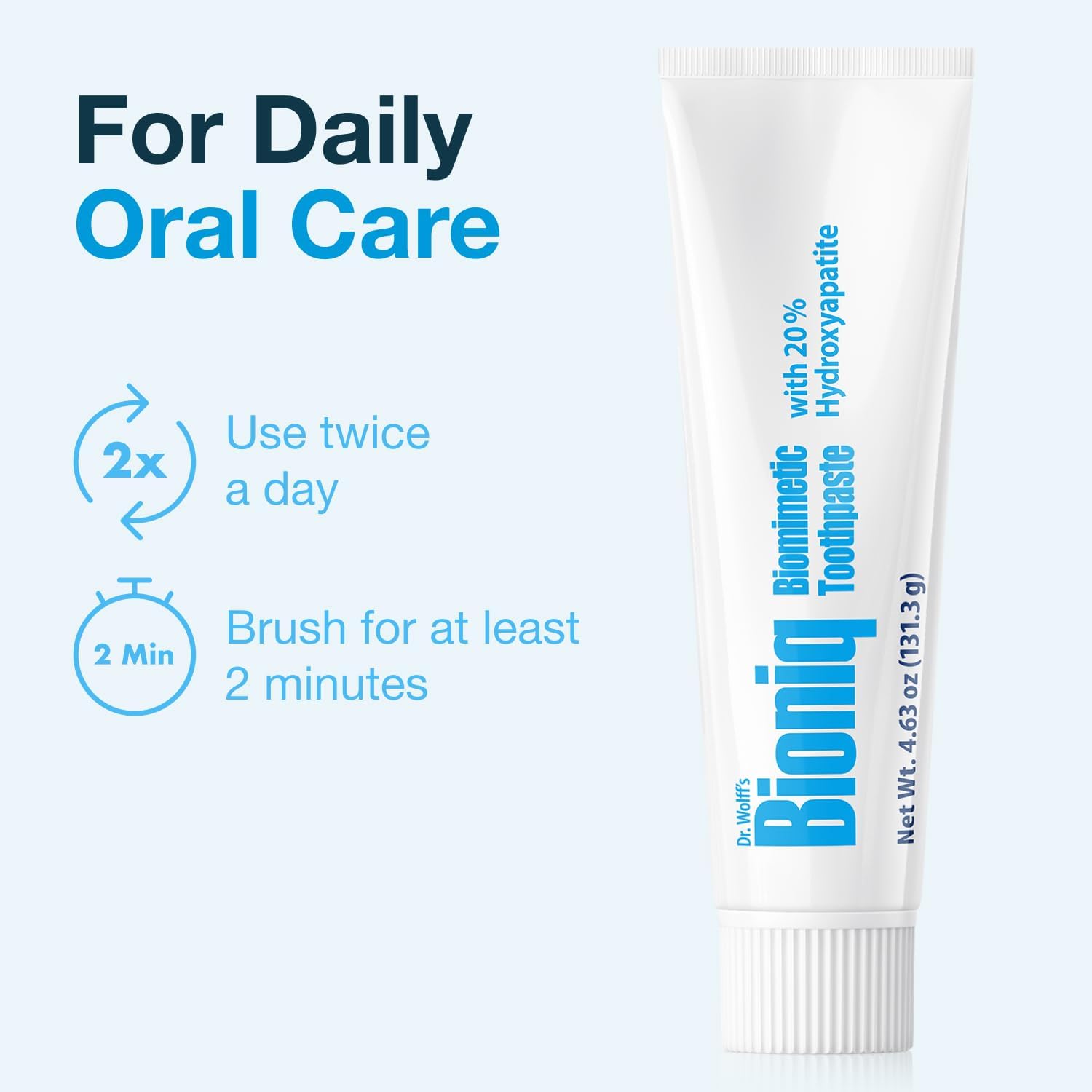 Bioniq Classic - 20% Hydroxyapatite Toothpaste, bioHAP and Fluoride Free for Daily Use, Clinically Tested - Our Expert Enamel Care, Mint Flavor - 4.63 fl.oz. 2PK Germany Manufactured