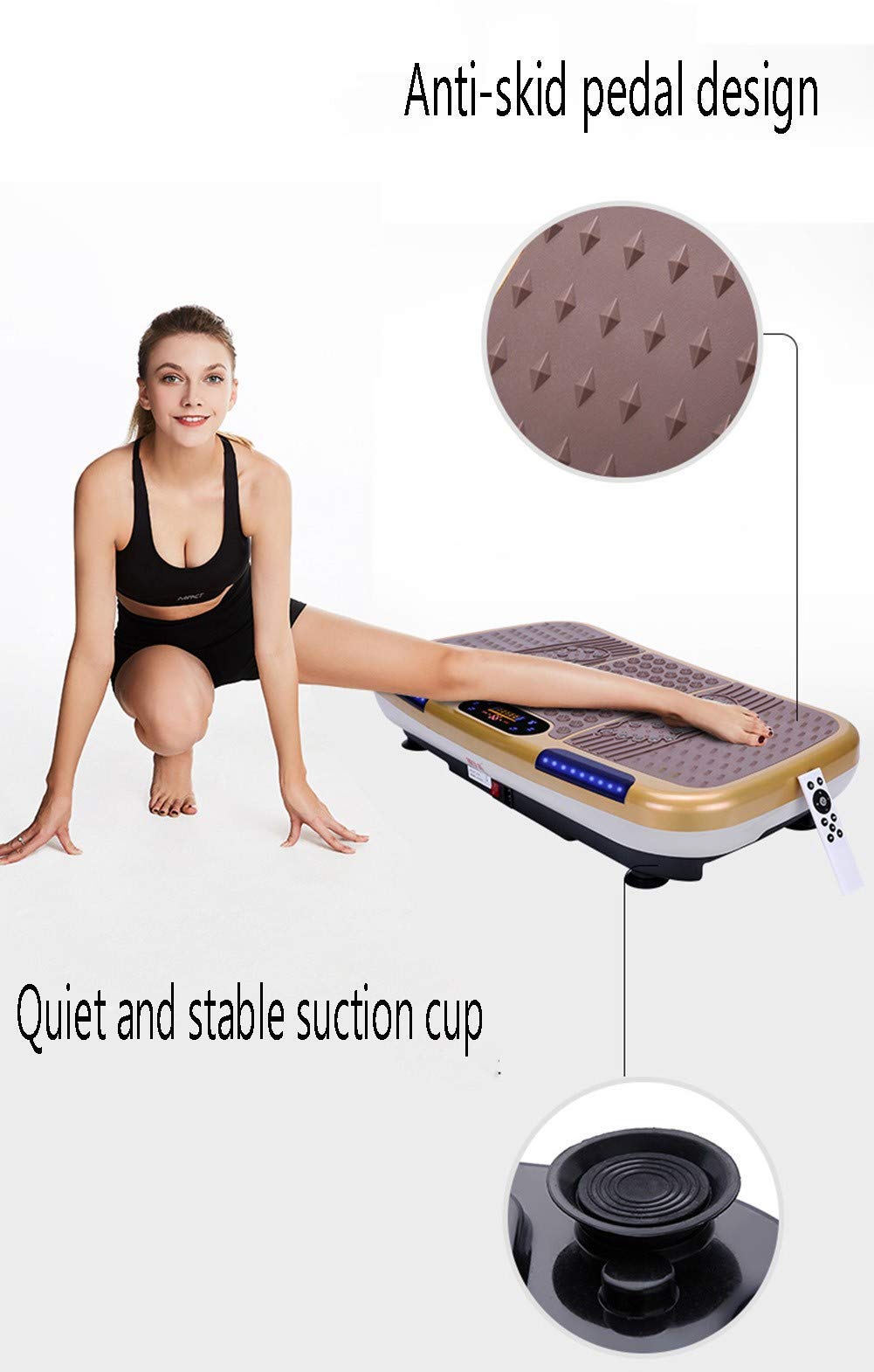 Vibrazione Macchina per esercizi Piastra vibrante Macchina per fitness Vibrazione Piastra vibrante dimagrante Scuotere la macchina con fasce di resistenza Display LCD Telecomando Bluetooth Cuscinetto