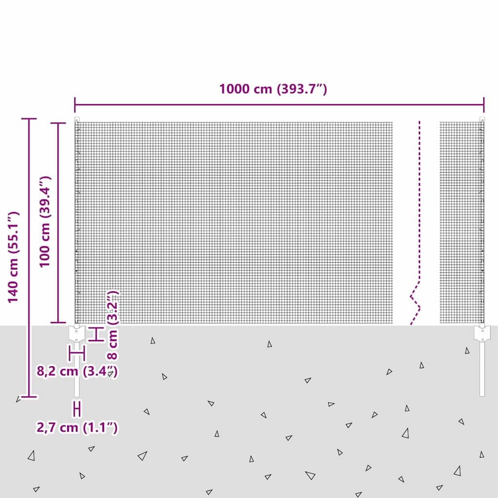 Geschweißter Schweißdrahtzaun mit Pfosten aus feuerverzinktem Stahl 10 x 1 m Zaunfeld für Gartenzaun, Sichtschutz und Begrenzung, wetterbeständig für Terrasse, Balkon, Vorgarten, Absperrung