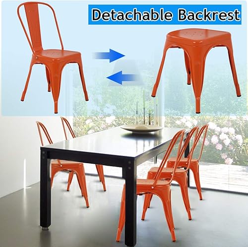 Miniatura 6 de Dkeli Sillas de comedor de metal para interiores y exteriores, apilables, elegantes, para restaurante, bistró, juego de 4 sillas de bar laterales