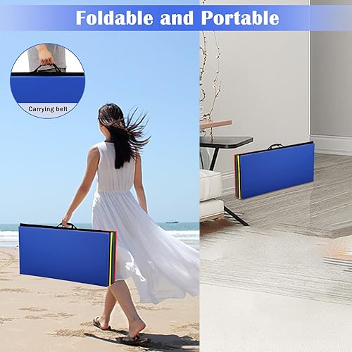 Vista 89 de Colchoneta de gimnasia para acrobacias, plegable, tapete de ejercicio para niños, adultos, tapete de yoga de piel sintética con asas de transporte