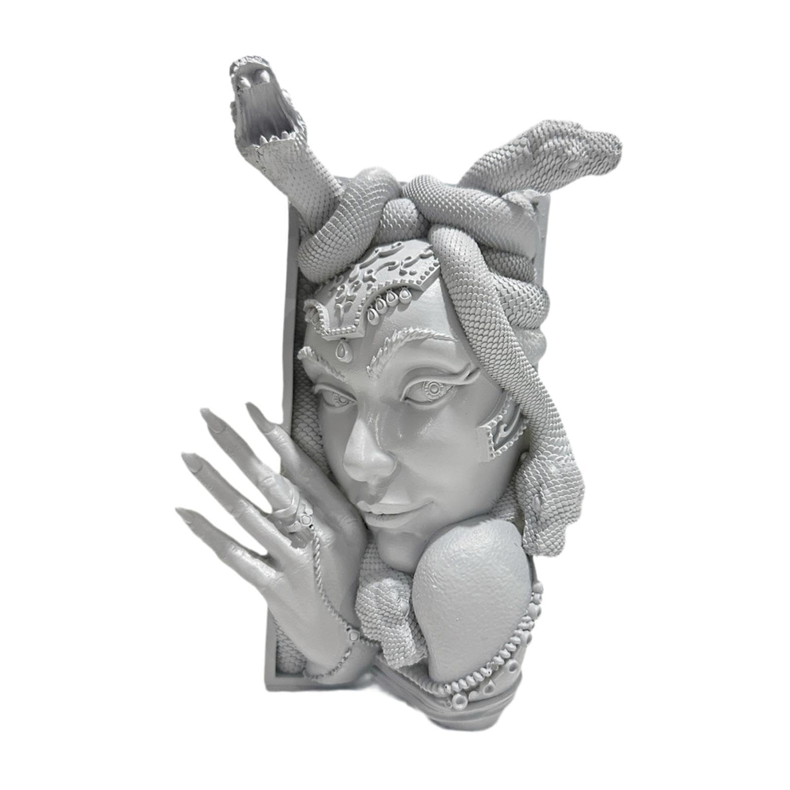 Sujetalibros Medusa Estatua Resina Tope de Libros Pesado Antideslizante Decoración de Escritorio Y Estantería Adecuado para Regalos Oficina Hogar, Gris