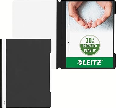 Leitz A4 Standard Plastic File, Pack of 25, 250 Sheet Capacity, Black, 41910095