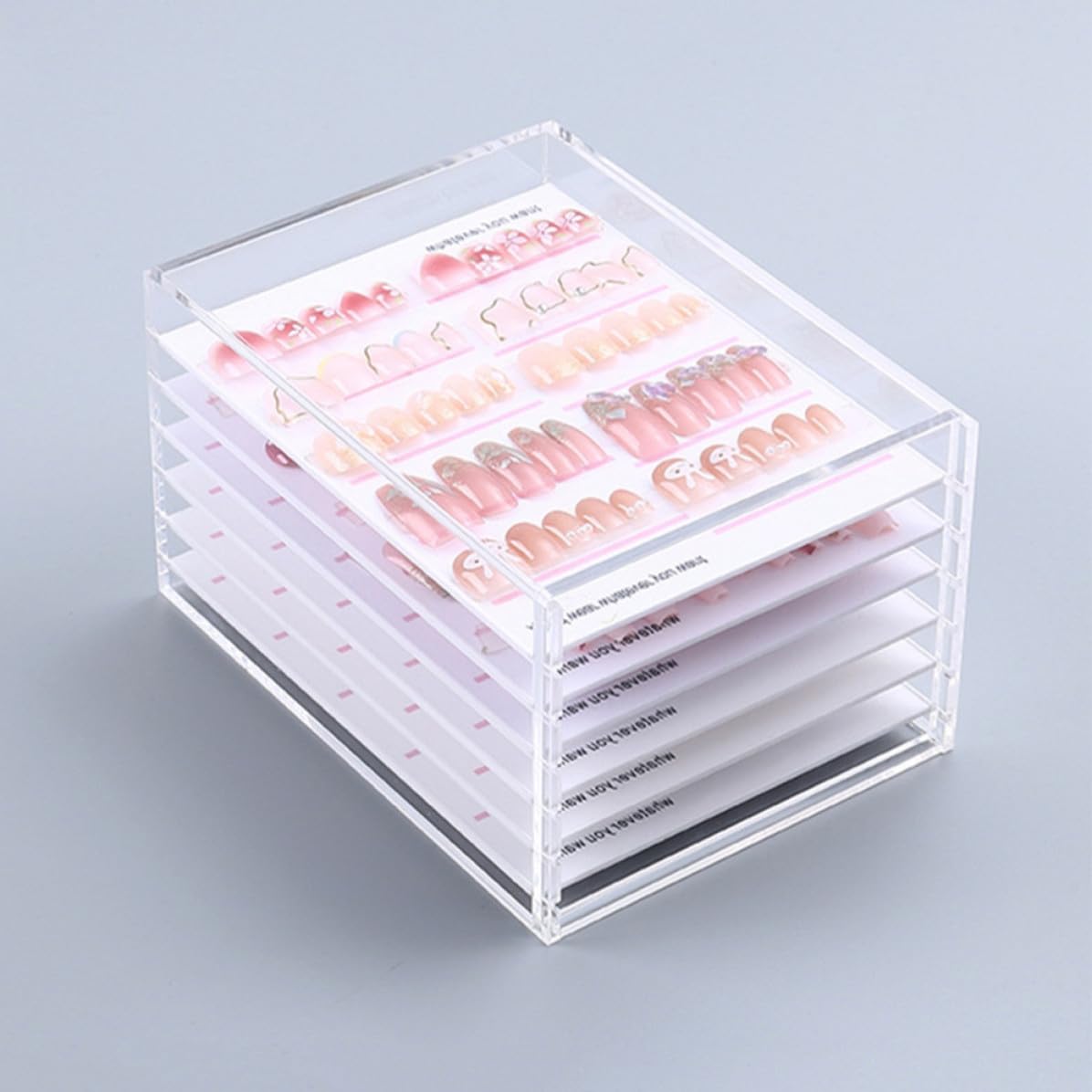 PartyKindom Caja Organizadora de Manicura, Contenedor de Accesorios para Uñas, Acrílico Transparente, 6 Niveles Cajones, para Uñas Postizas y Piezas de Nail Art, Uso Doméstico y Salón