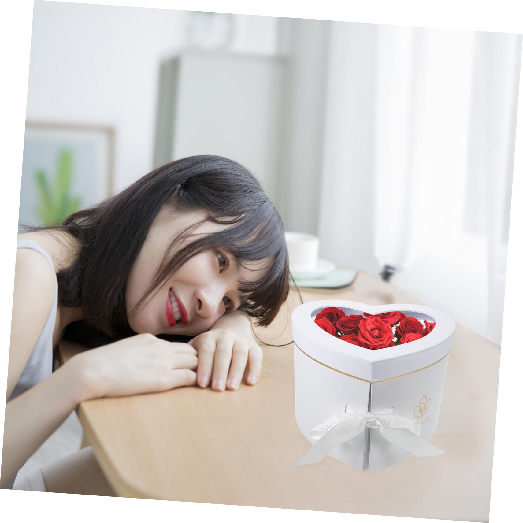 ABOOFAN 2stücke Doppelschichtige Herzform Blütenbox Mit Drehmechanismus Geschenkverpackung Für Frische Blumen Für Valentinstag Und Besondere Anlässe