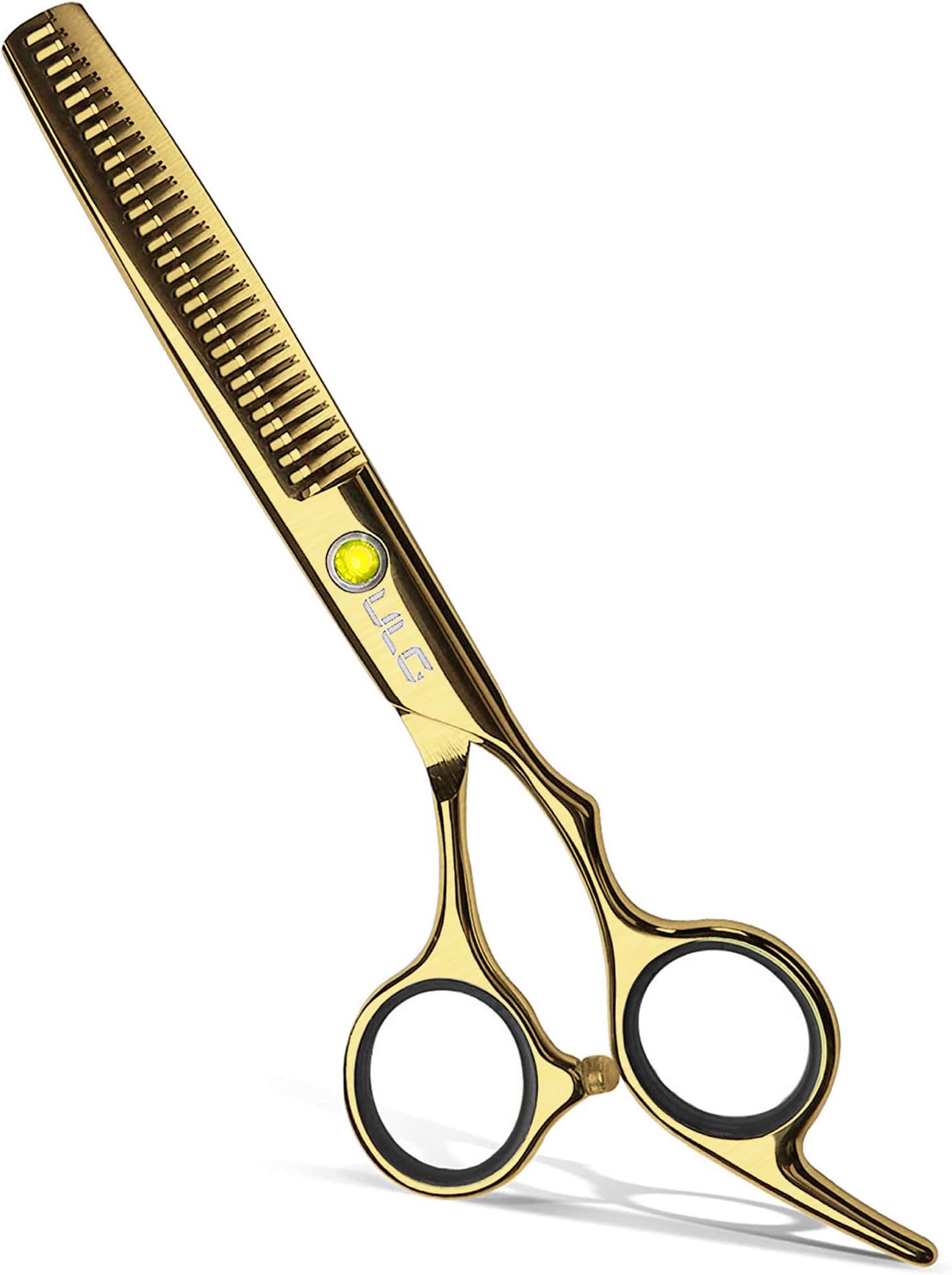 Hair Thinning Scissors Cutting Teeth Shears Professional Barber ULG Hairdressing Texturizing Salon Razor Edge Scissor Japanese Stainless Steel with Detachable Finger Ring 6.5 inch, Gold