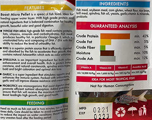 A.d.p. Fish Booster Pink Tropical Fish Food Micro Floating Pellet, Grow Faster & Color Enhancing High Protein 42% For Goldfish & All Aquarium Small Fish 60 G Newborn Fry Fish Feed Breeding Fish Care #TOP5
