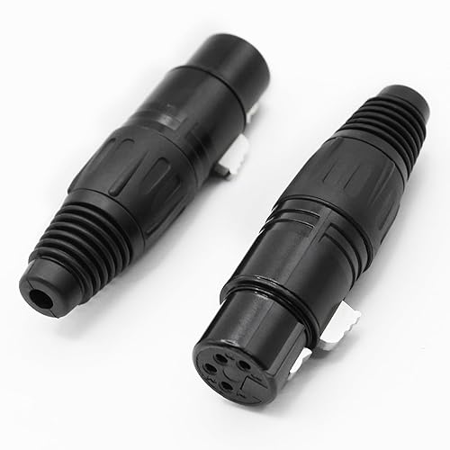 Miniatura 2 de Conector de cable XLR de 4 pines XLR Conector de enchufe hembra de 4 pines Adaptador de audio para micrófono, negro, 5 PCS
