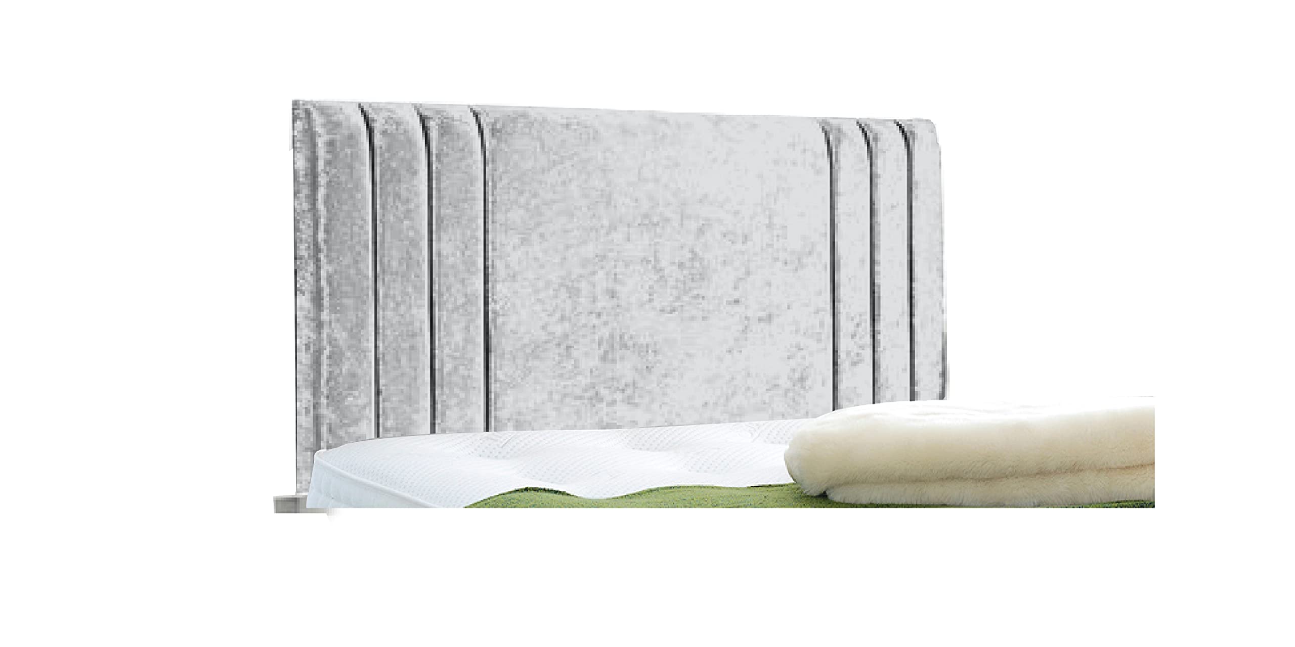 Affordable Contemporary Rio Headboards in Elegant Crushed Velvet (6FT Super King- Height 24", Silver)