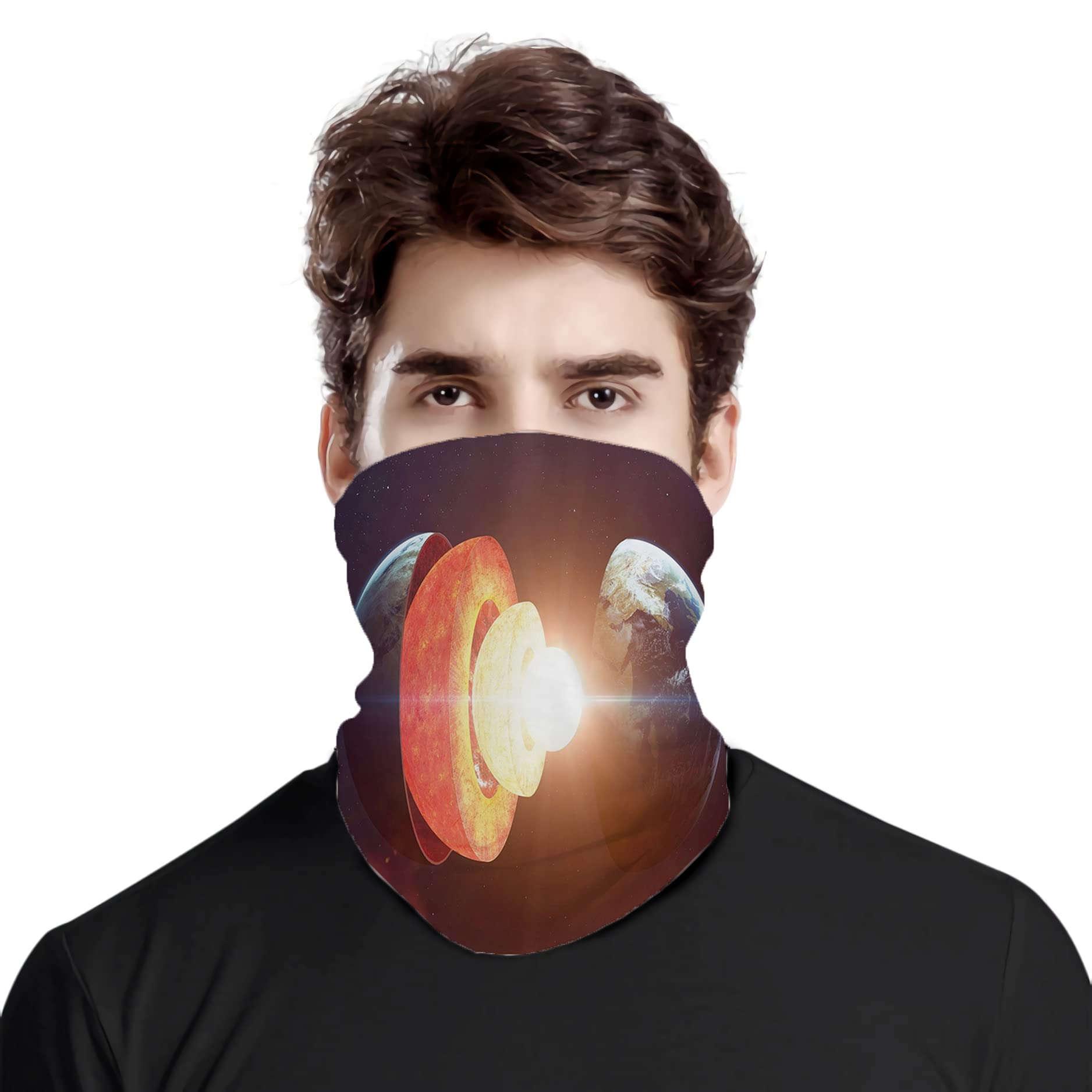 FULIYA Great Face Cover Scarf Protection Neck，Core of The Earth Structure Burning Magma Geomagnetic Tectonic Split，Variety Head Scarf Unisex