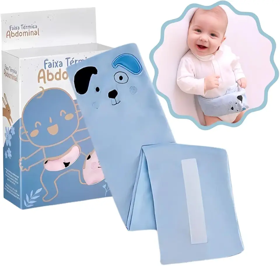 Faixa Térmica Para Cólica Bolsa Ervas Cinta Bebê Abdominal Colica Gases Dor de Barriga (Azul)