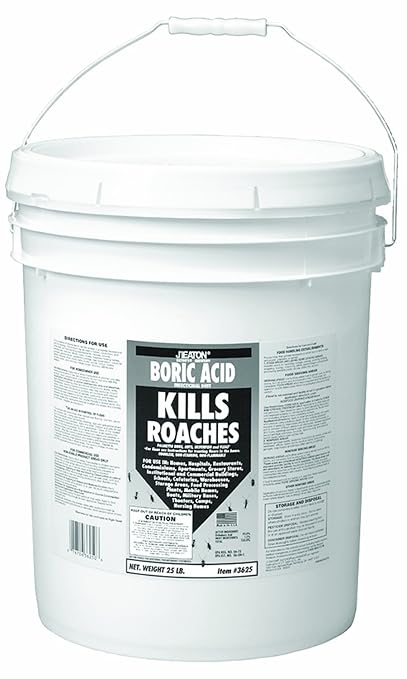 JT Eaton 3625 Boric Acid Insecticidal Dust, 25 lbs Resealable Pail - Effective Roach, Ant, and Insect Control