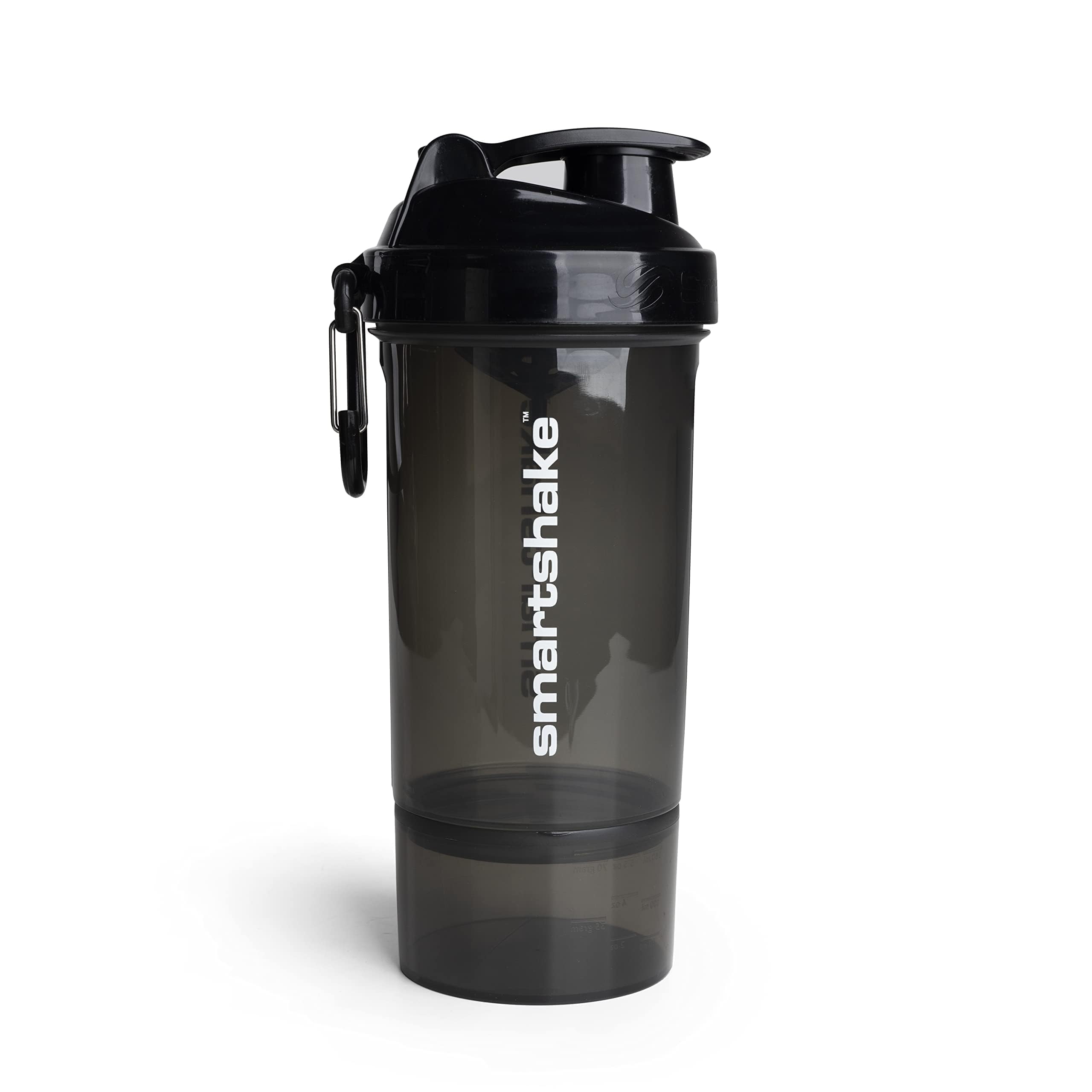 Smartshake Original2Go One Protein Shaker Bottle with Storage 800ml – BPA Free Gym Shaker Cups for Protein Shakes Bottle Leakproof Large Sports Supplements Shakers, (Gunsmoke Black) Black 0.8 ليتر