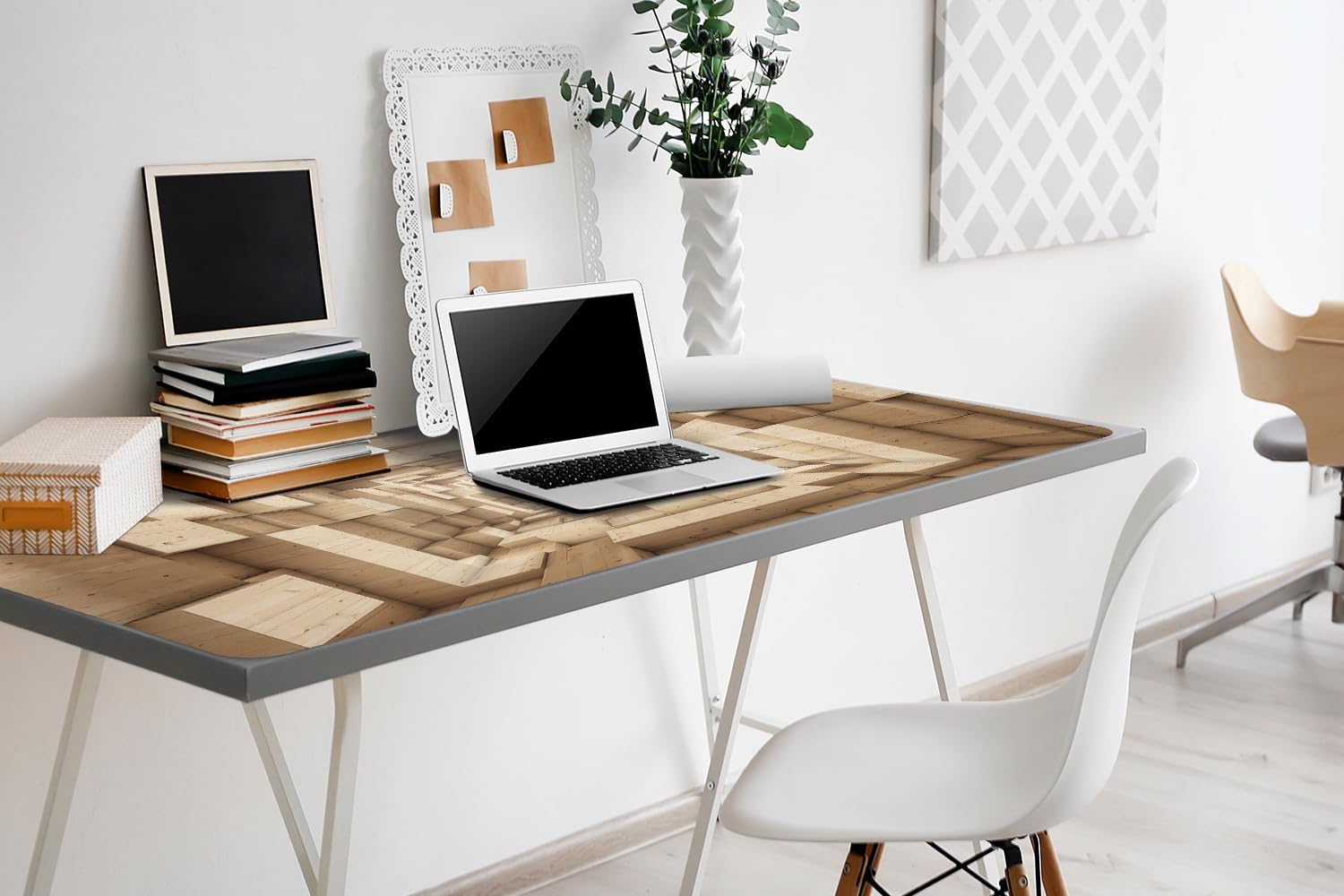 Sottomano da Scrivania 100x50 cm Facile da Pulire Antiscivolo Impermeabile per Ufficio e Casa in Vinile PVC Protezione e Decorazione Superficie Protettiva - Legno astratto
