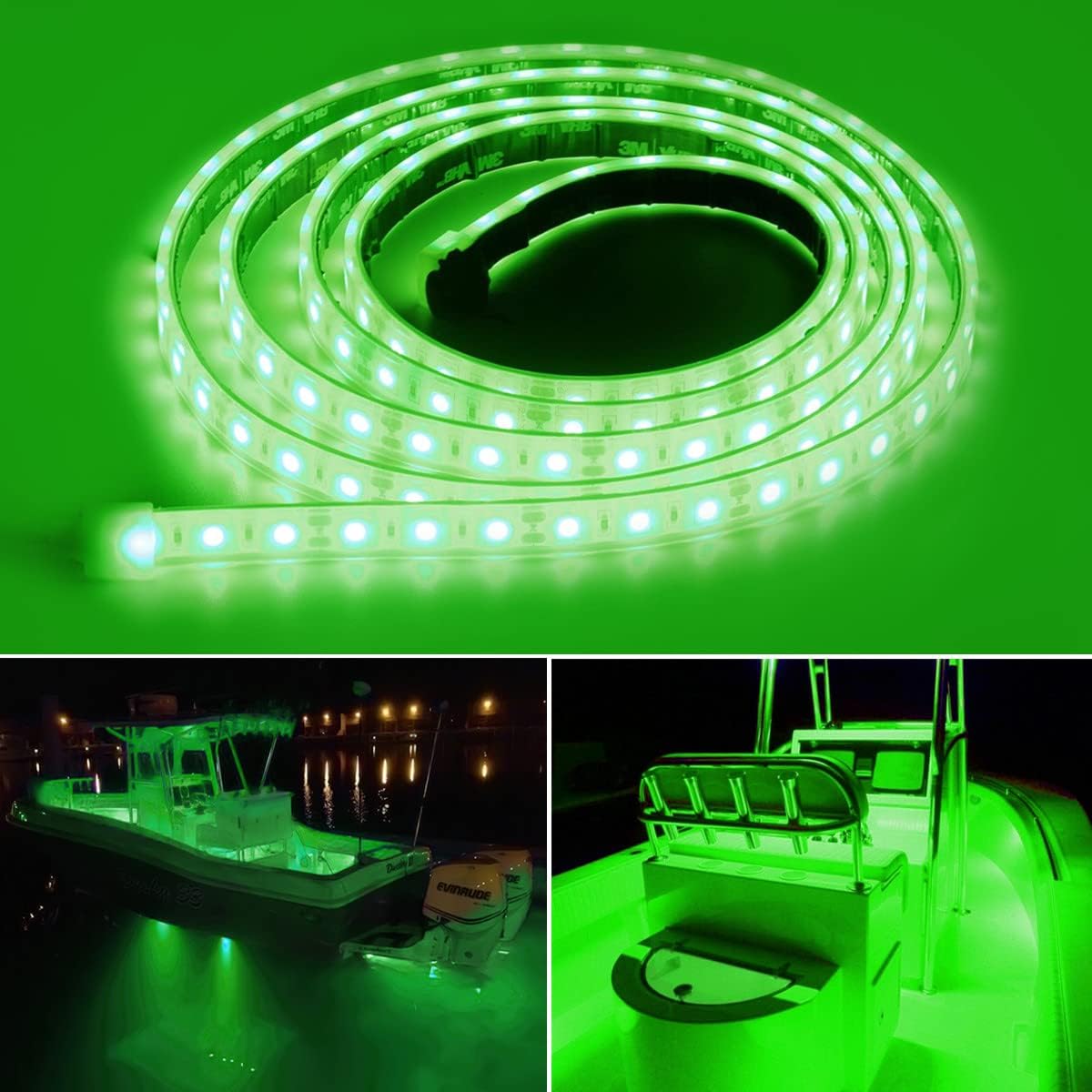 ROLiGHTiC Marine Submersible Boat LED Strip Lights, 12V 4FT