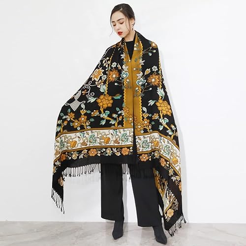 Miniatura 8 de DANA XU Manta de pashmina extragrande 100% de lana merina, bufanda de viaje, bufanda de cachemira para mujer, otoño e invierno, chal de gran tamaño